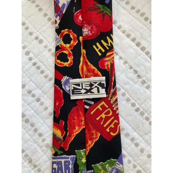 Next Exit Fast food Snack Print Neck Tie - Picture 2 of 3
